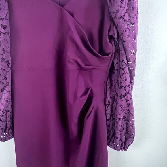 Sweetheart Neckline Burgundy Lace Long Puff Sleeve Express Mini Dress Size Large - Picture 3 of 8